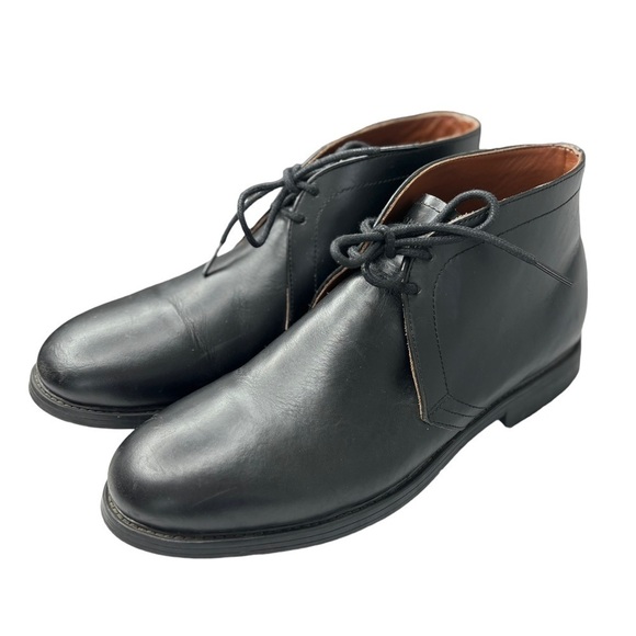 TOMMY HILFIGER Mens Chukka Boots 11 M Black Leather Oxford Boot Rubber Sole EUC - Picture 12 of 15